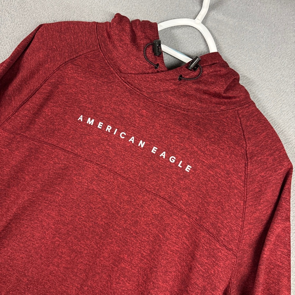 American Eagle Hoodie Mens Large Red Heathered Active Performance Zipper Pockets
